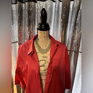 Women’s Chicos No-Iron Button Down, Coral/Orange, size 3.5